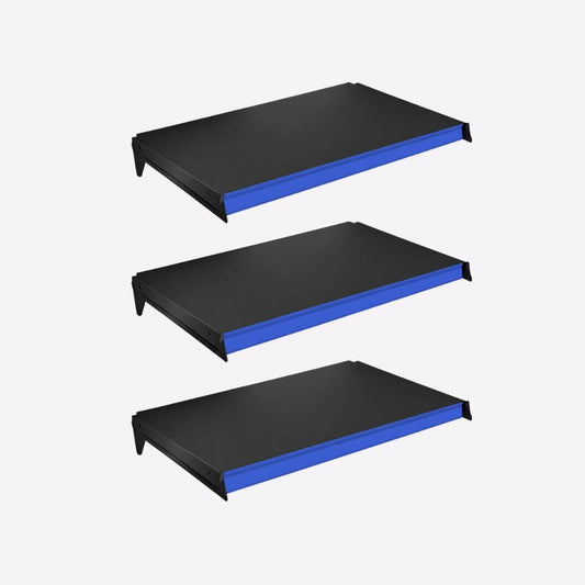 Kit 3 Bandejas Prateleiras 40x91 P/gôndola New Plus Preta Porta Etiquetas Azul - SA Gôndolas