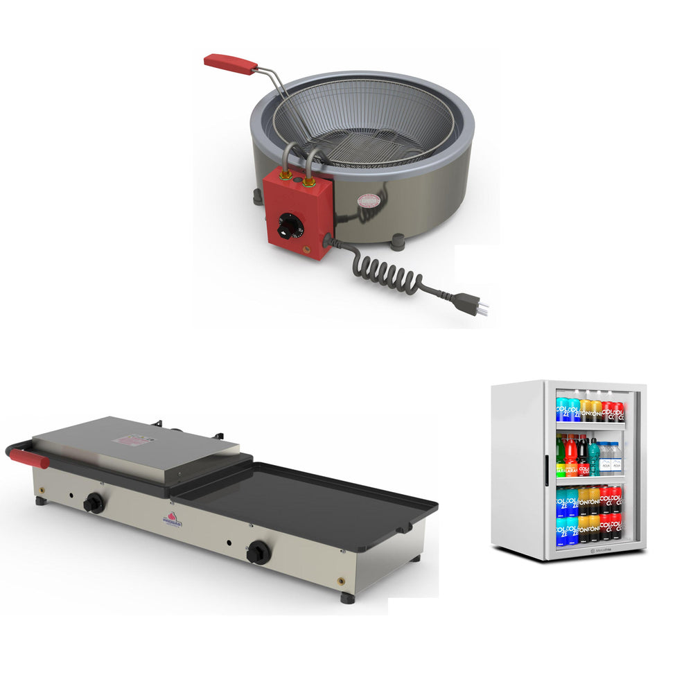 Kit Burger Elétrico - Prensa e Chapa PR-950E + Fritadeira PR70EL + Refrigerador VB11 - 220v