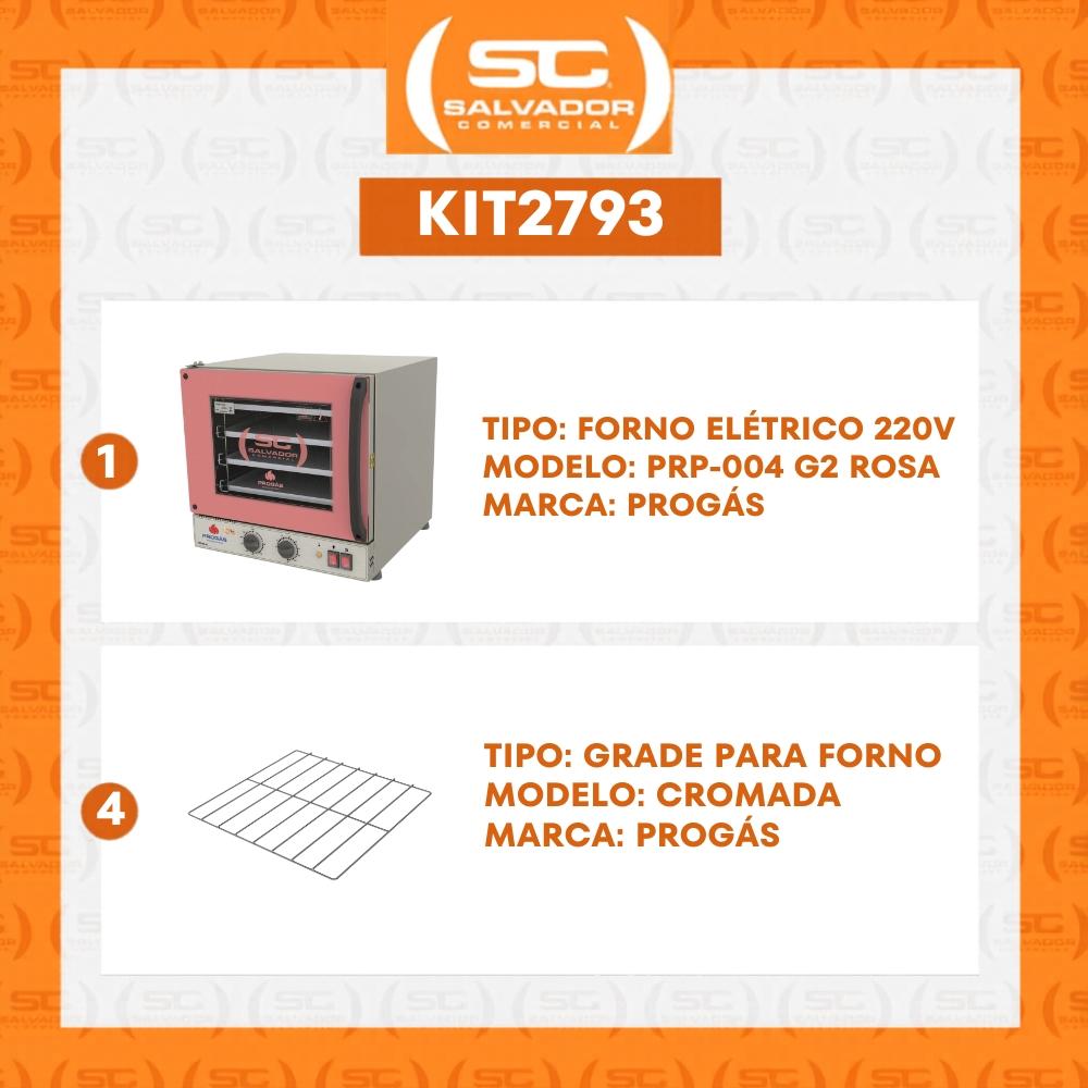 Kit Forno Turbo Elétrico Profissional Analogico Prp-004 g2 220v Rosa + 4 Grades - Progás