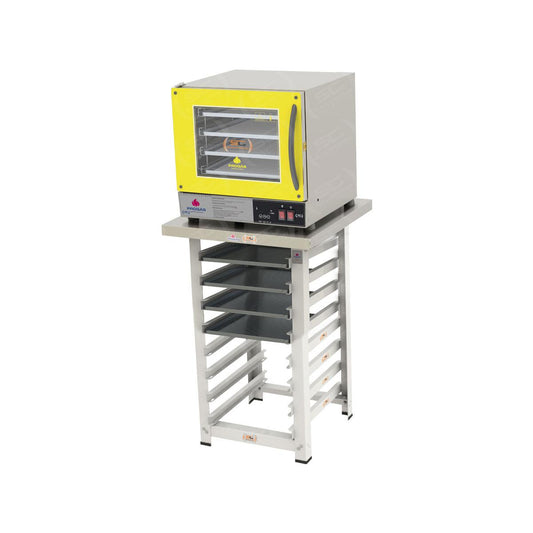 Kit - Forno Turbo Prp-004 Plus Digital 220v Amarelo + Bancada Mes-004 + 4 Assadeiras - Progás