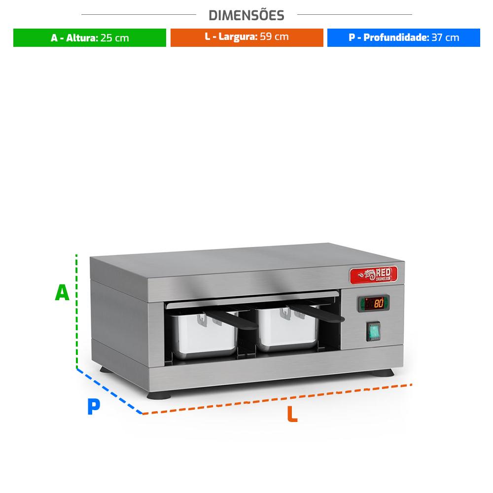 Conservador De Proteínas Profissional Digital 50 a 100ºC 400W 2 Cubas 1/3 COPROH2 220V - Red Chameleon