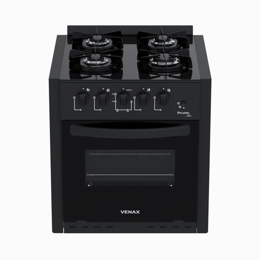 Fogão de Embutir 4 Bocas Picasso Line Preto Fosco Gás Glp Com Forno PCEL450 - Venax 30258
