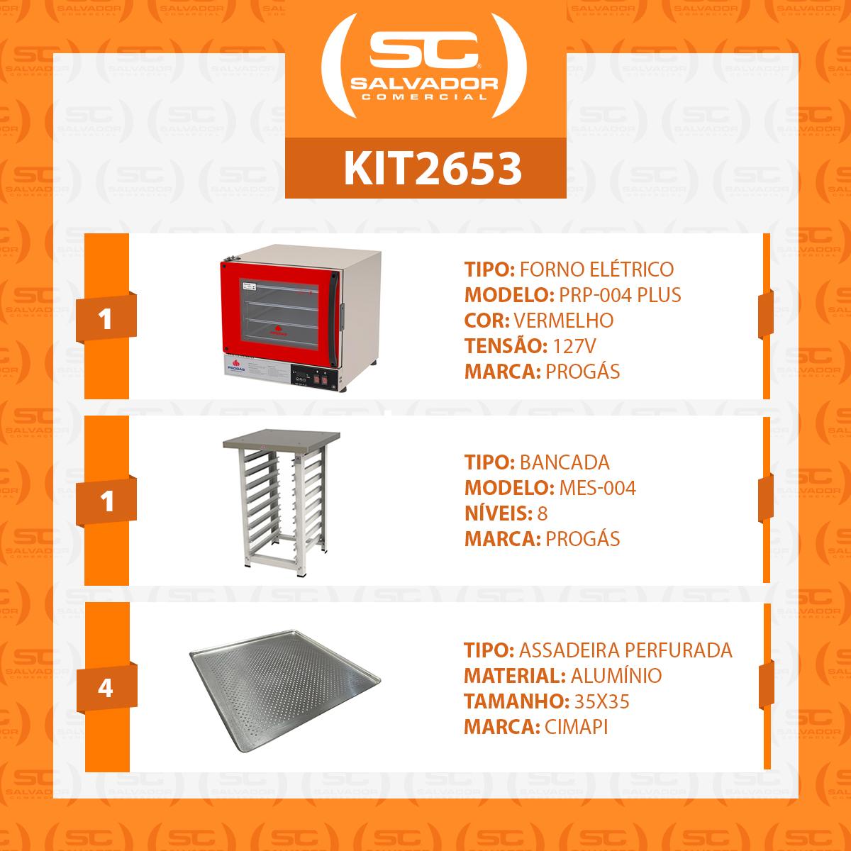 Forno Turbo Prp-004 Plus 127v Vermelho + Bancada Mes-004 Progás + 4 Assadeiras Cimapi