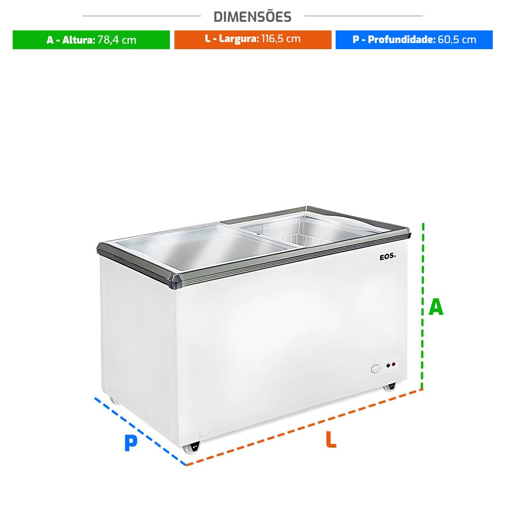 Freezer Horizontal Expositor 320 Litros Dupla Ação -18ºC a +10ºC Eco Gelo Tampa de Vidro EEH400XX 127V - EOS