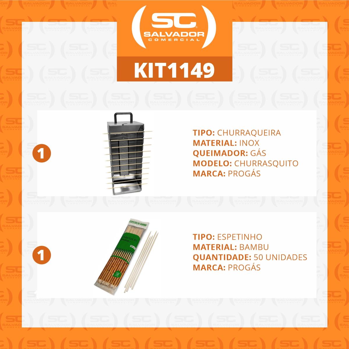 Kit - Churrasqueira 10 Espetinhos Churrasquito a Gás Pr-199 + 50 Espetinhos - Progás