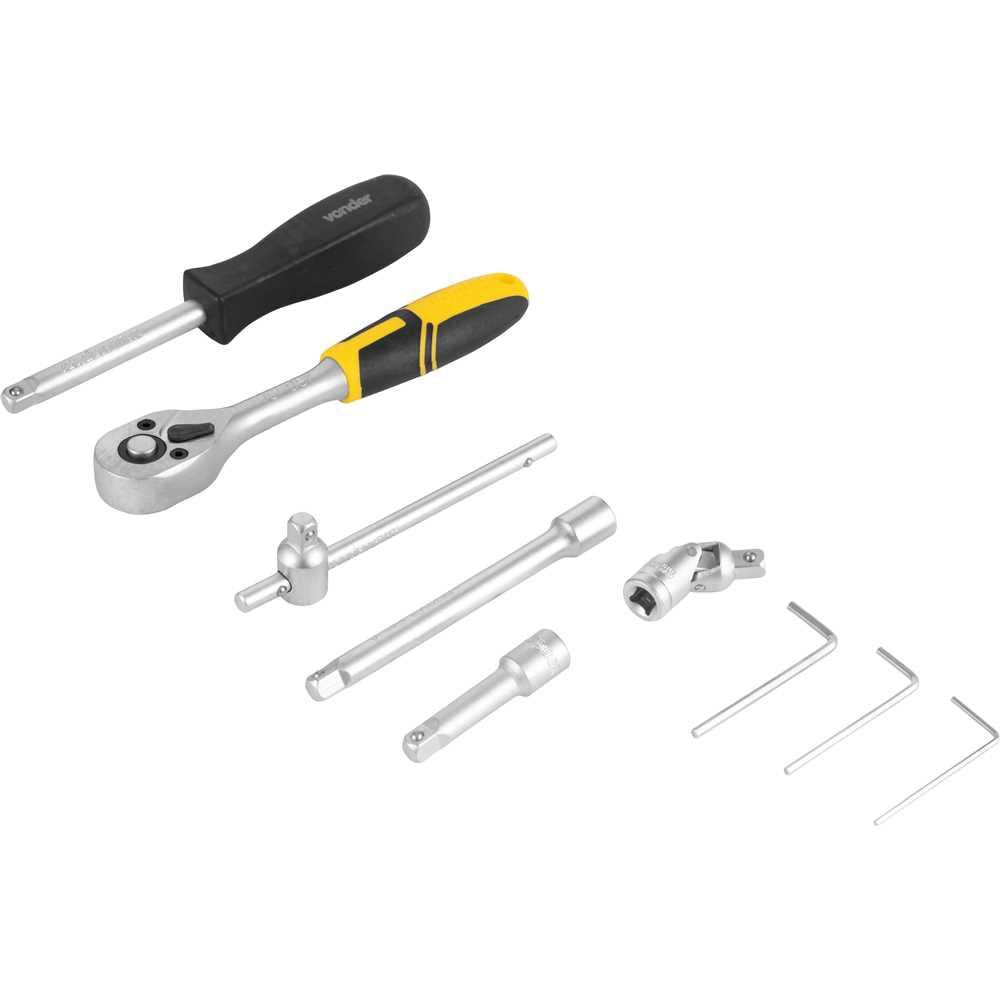 Jogo de Soquetes e Ponteiras Com Encaixe de 1/4"" 4mm a 13mm Com 33 Peças - Vonder 3029014033