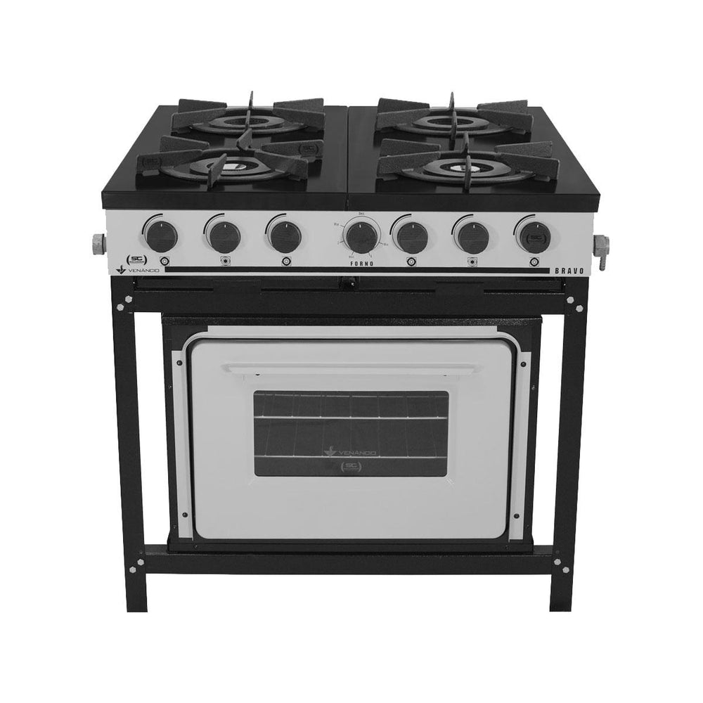 Fogão Industrial 4 Bocas a Gás Baixa Pressão Com Forno Linha Bravo BR4BF - Venâncio