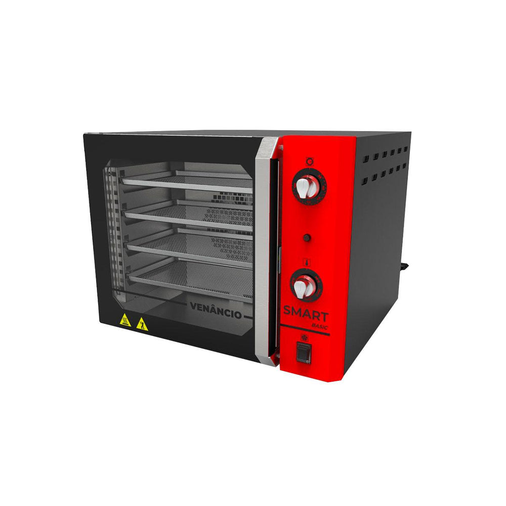 Forno Turbo Elétrico Convector Smart Basic 4 Esteiras Preto e Painel Vermelho FCSB4E - Venâncio 220V