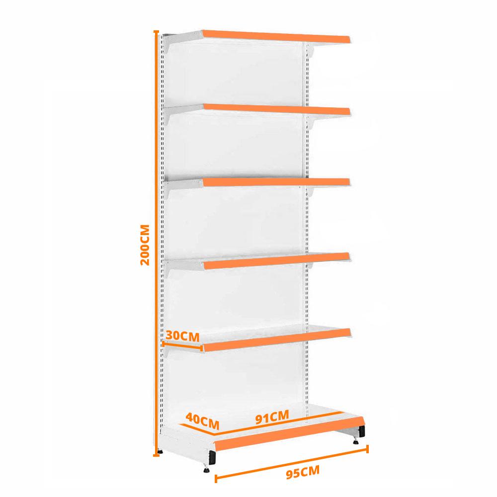 Gôndola Prateleira New Plus 2,00 Parede Inicial GPI - Sa Gôndolas Porta Etiquetas Laranja