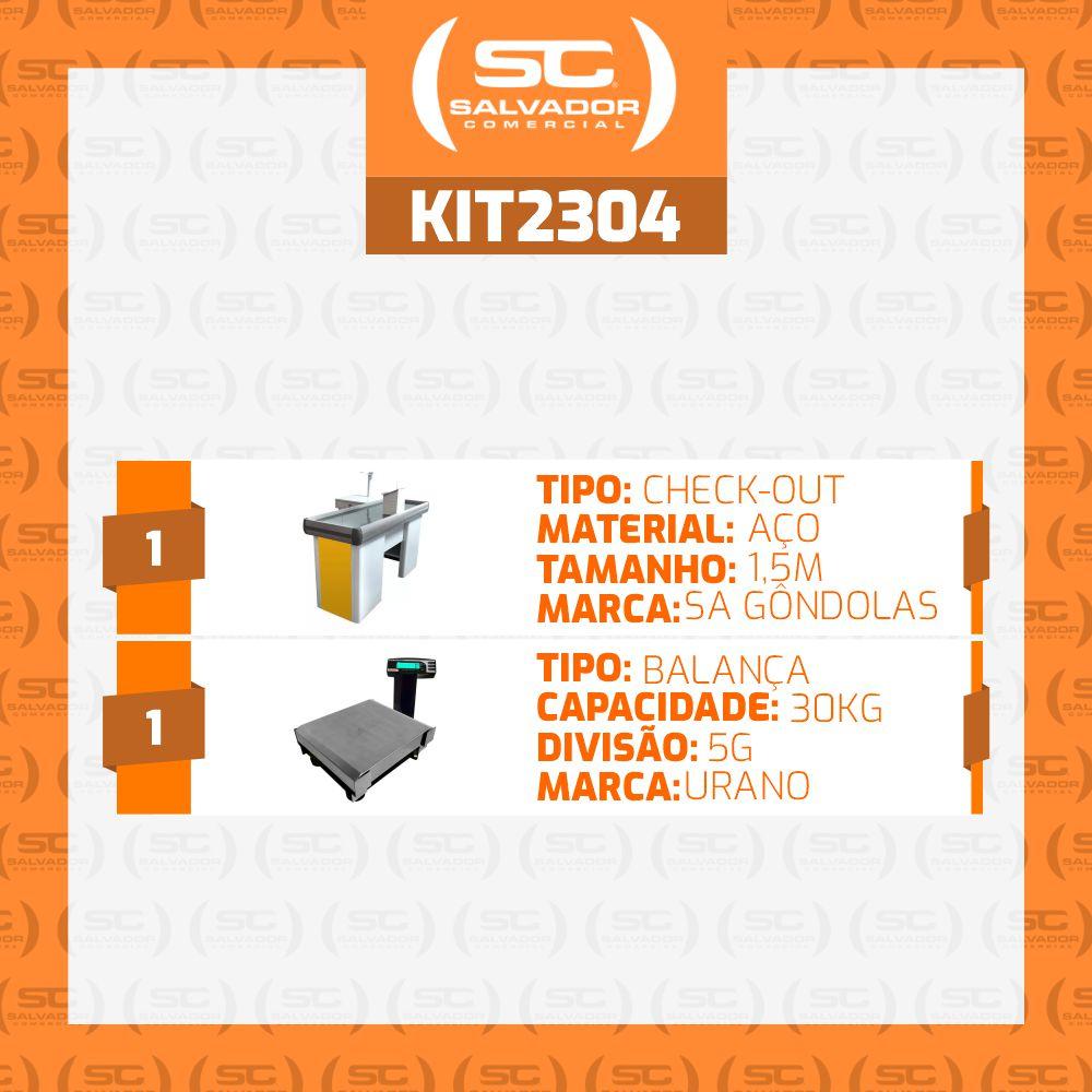 Kit Caixa Supermercado Empacotador Amarelo 1,50m Check-Out + Balança Bivolt 30kg Urano