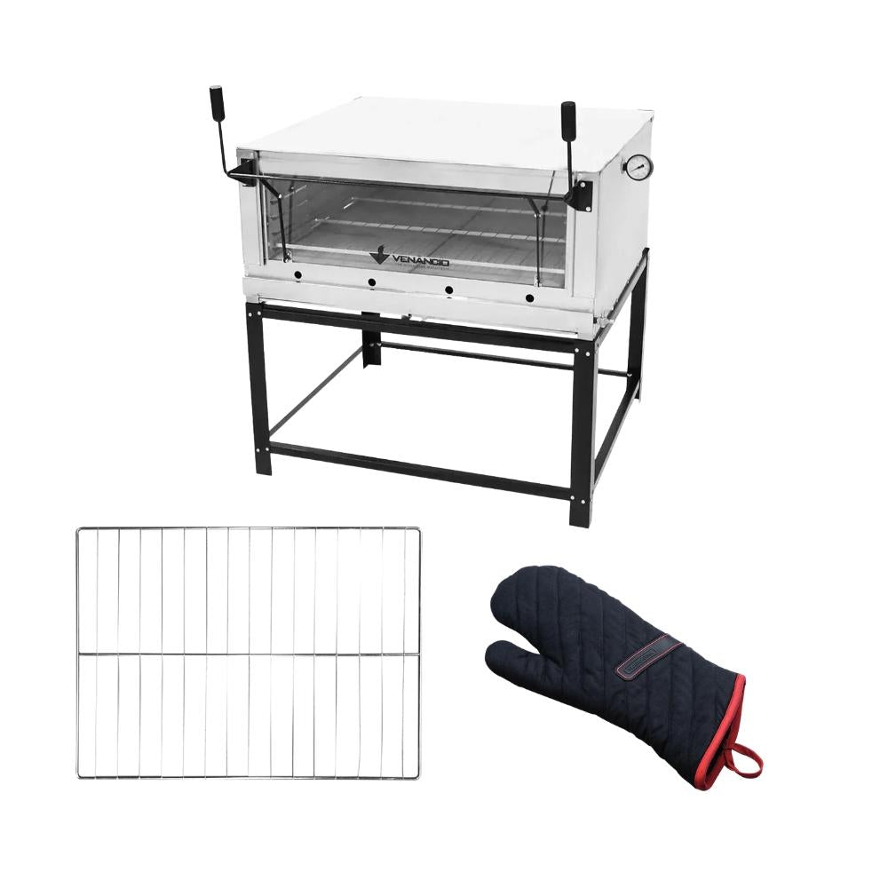 Forno Gás Industrial Pedra Refratária Roma Inox 90 Firi90 + 1 Grade Extra + Luva Térmica - Venâncio