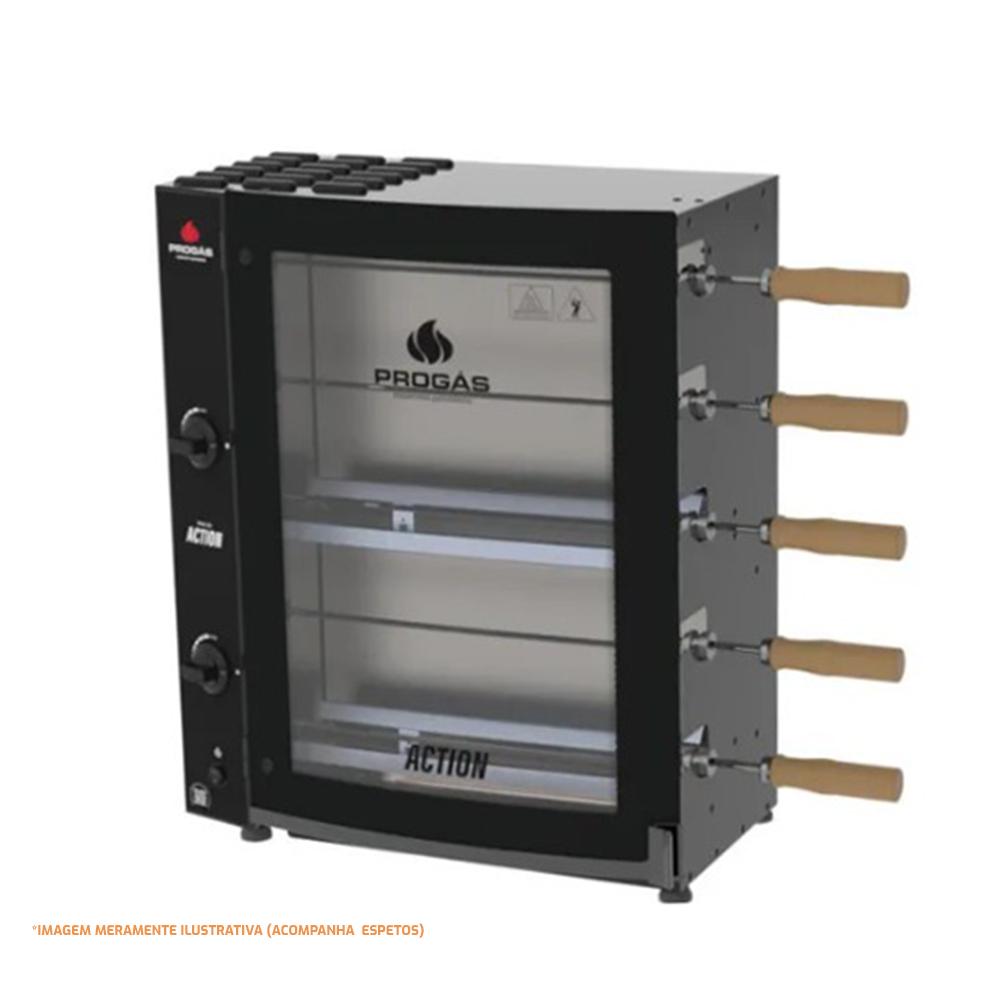 Semi - Forno Assador Rotativo 5 Espetos Tubular a Gás Prac-05t Action Bivolt - Progás P43589