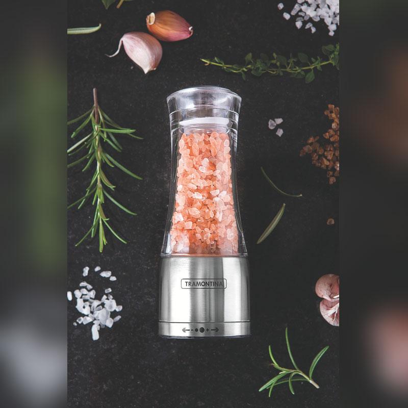 Moedor Saleiro Sal ou Pimenta Realce em Acrílico e Inox com Moinho em Cerâmica - Tramontina 61653000
