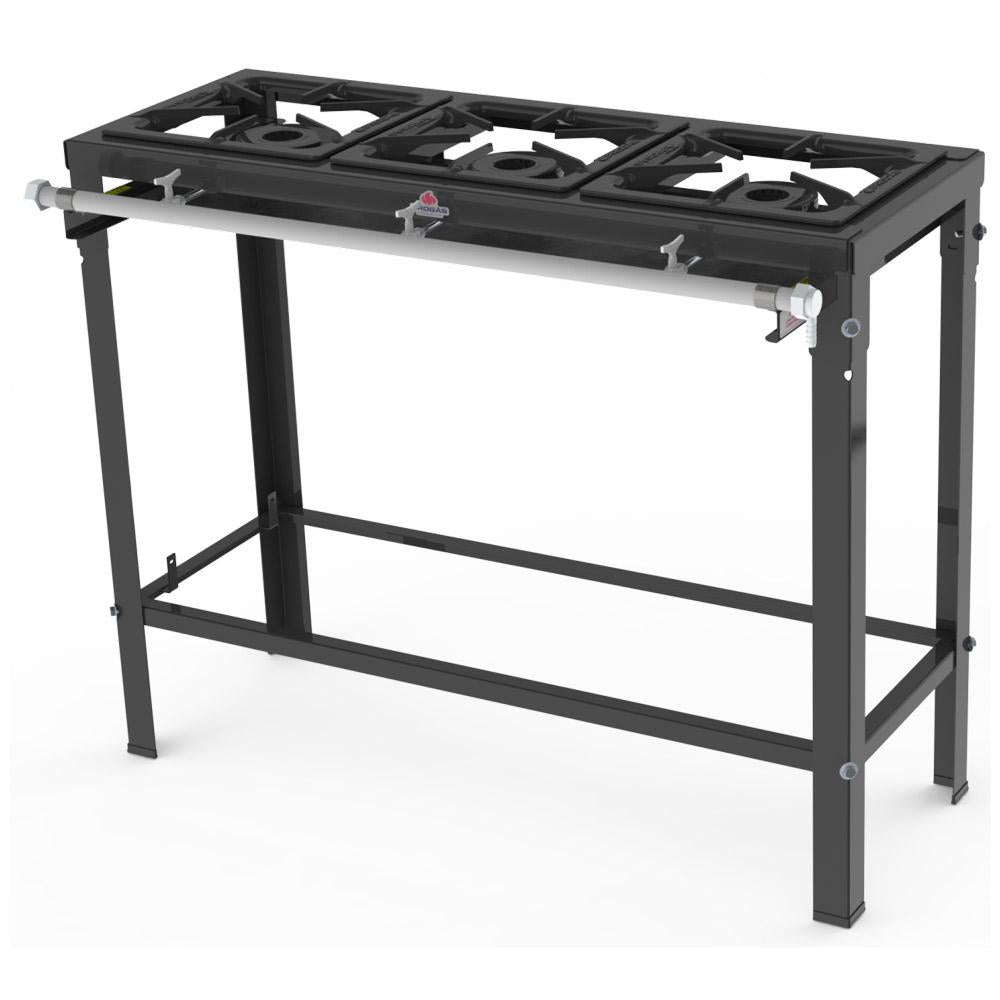 Fogão Industrial 3 Bocas Simples Com Chama Dupla a Gás Grelha 32x32 PMS-300 - Progás