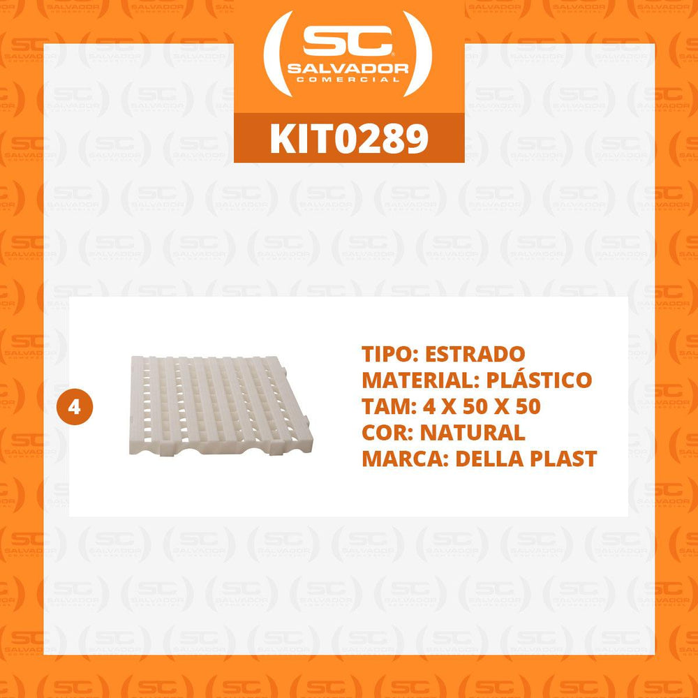 Conjunto Estrado Piso Plástico 4 Unidades 4,5x50x50 Natural - Della Plast