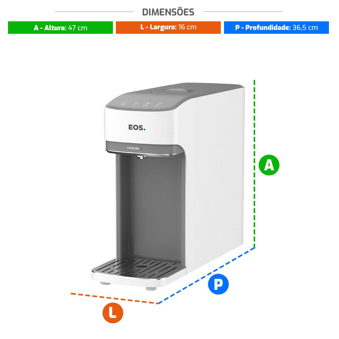 Bebedouro Purificador de Água Mineralle Slim Touch Eletrônico Branco Epe08b Bivolt - Eos B209330