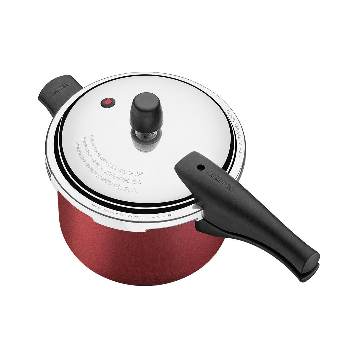 Panela de Pressão 4,5l Alumínio Antiaderente Vermelho + 3 Utensílios - Tramontina