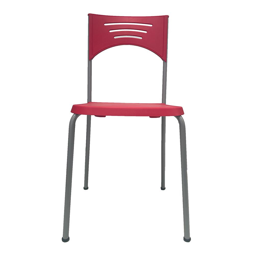 SEMINOVO - Conjunto com 8 Cadeiras de Metal Macerata Pés Retos Vermelha Acento em Plástico - Benfati