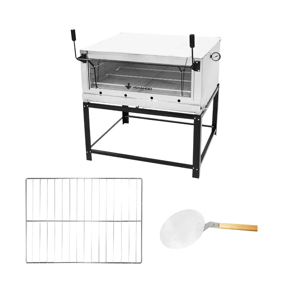 Forno Gás Industrial Pedra Refratária Roma Inox 90 Firi90 + 1 Grade Extra + pá Pizza - Venâncio