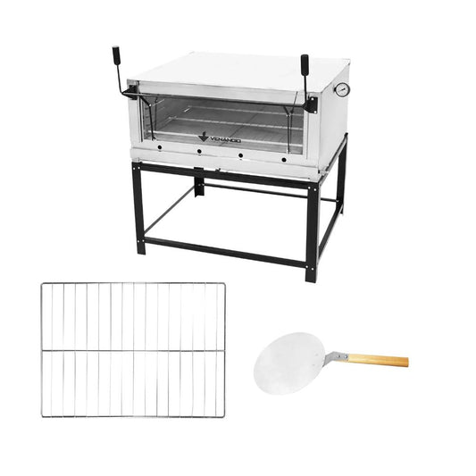 Forno Gás Industrial Pedra Refratária Roma Inox 90 Firi90 + 1 Grade Extra + pá Pizza - Venâncio