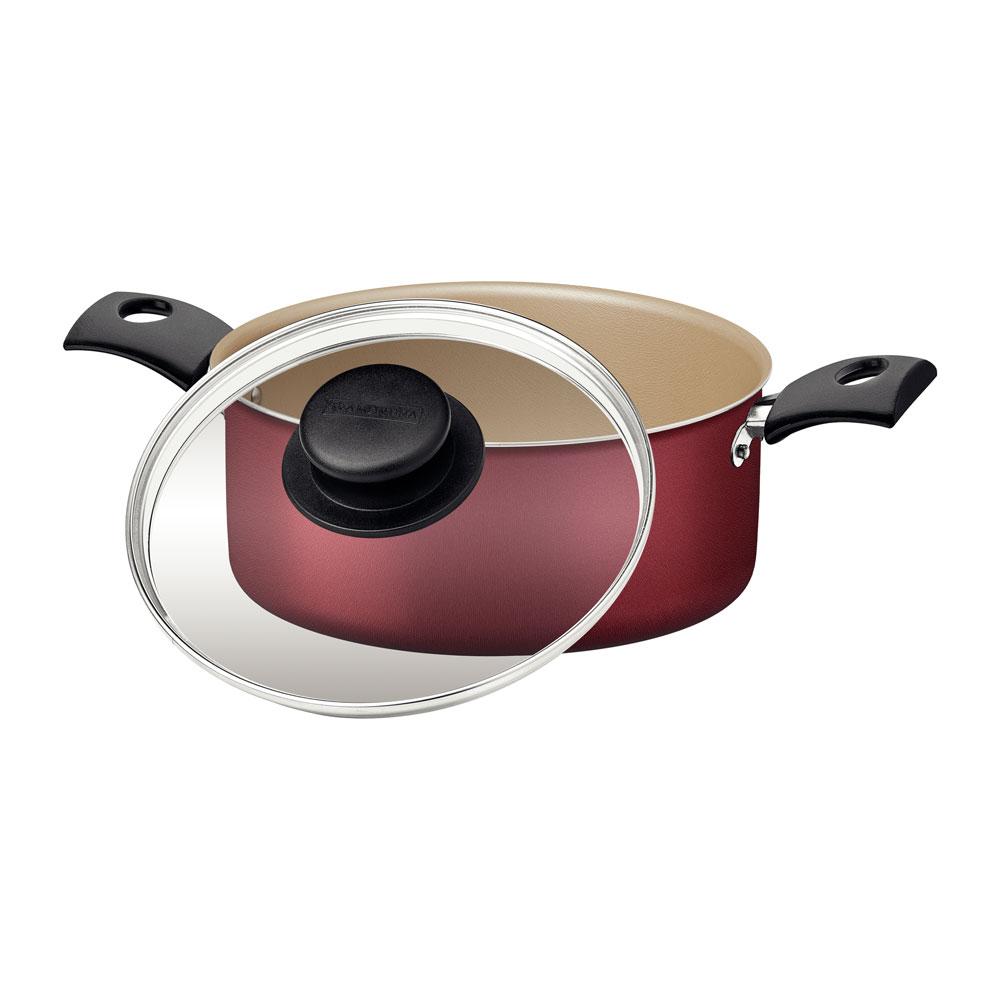 Jogo de Caçarolas Turim 2 Peças Alumínio Antiaderente 18cm e 20cm Vermelho PTV - Tramontina