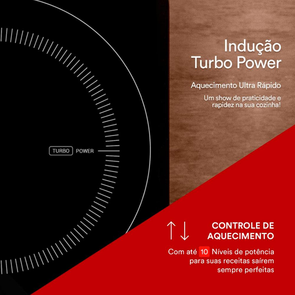 Fogão Cooktop De Indução 1 Boca Portátil 2000W Cheff Gourmet ECI01PPB Bivolt - EOS B189646