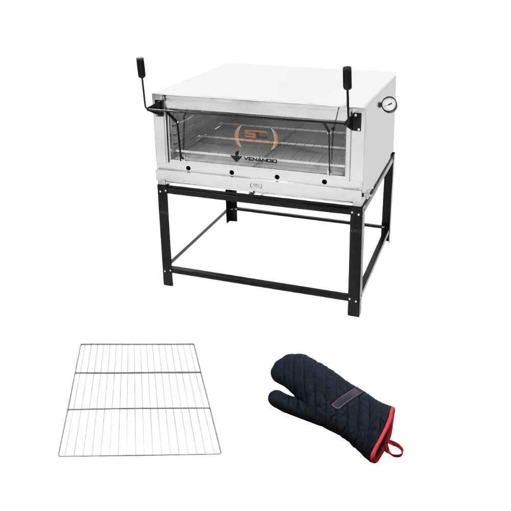 Forno Gás Industrial Pedra Refratária Roma Inox Firi110 + 1 Grade Extra + Luva Térmica - Venâncio