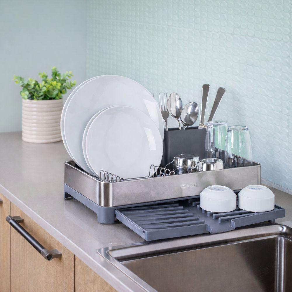 Escorredor de Louça Plurale em Aço Inox e Polipropileno Porta Talheres Grafite - Tramontina 61537300