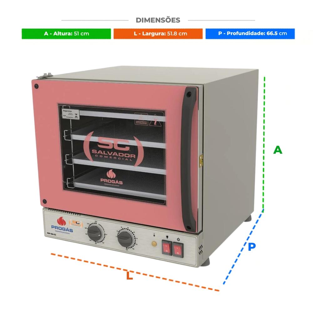 Kit Forno Turbo Elétrico Profissional Analogico Prp-004 g2 220v Rosa + 4 Grades - Progás