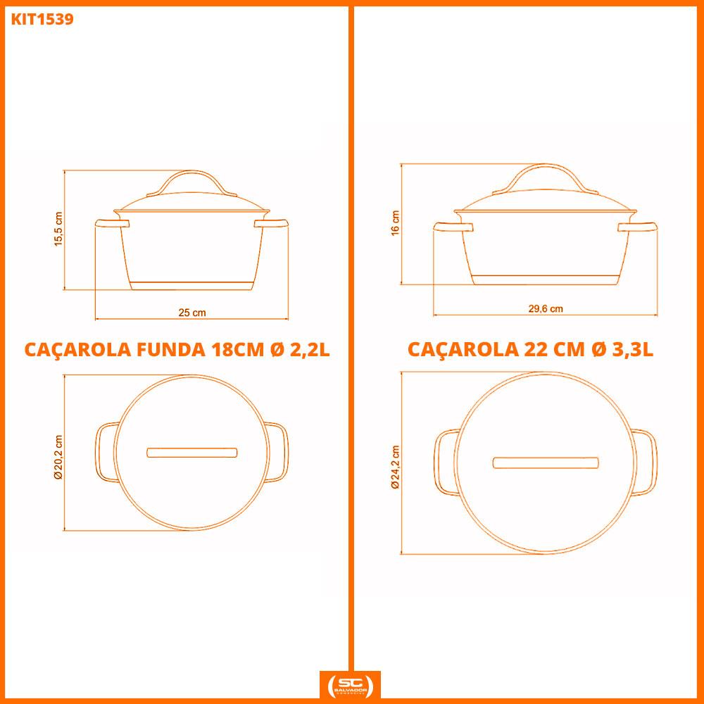 Conjunto de Caçarolas Allegra Inox 2 Peças Fundo Triplo 18 e 22 Cm - Tramontina