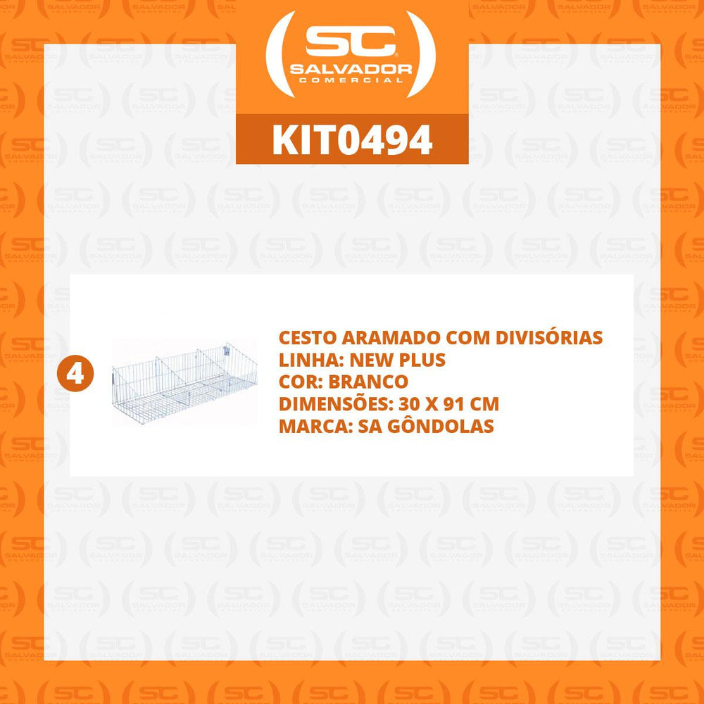 Kit 4 Cestos Com Divisórias Branco New Plus - SA Gôndolas
