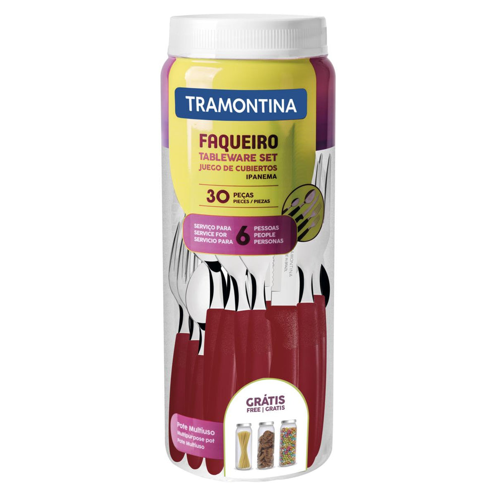 Kit Faqueiro Premium 3 Peças + 1 Faqueiro 30 Peças Ipanema Vermelho - Tramontina