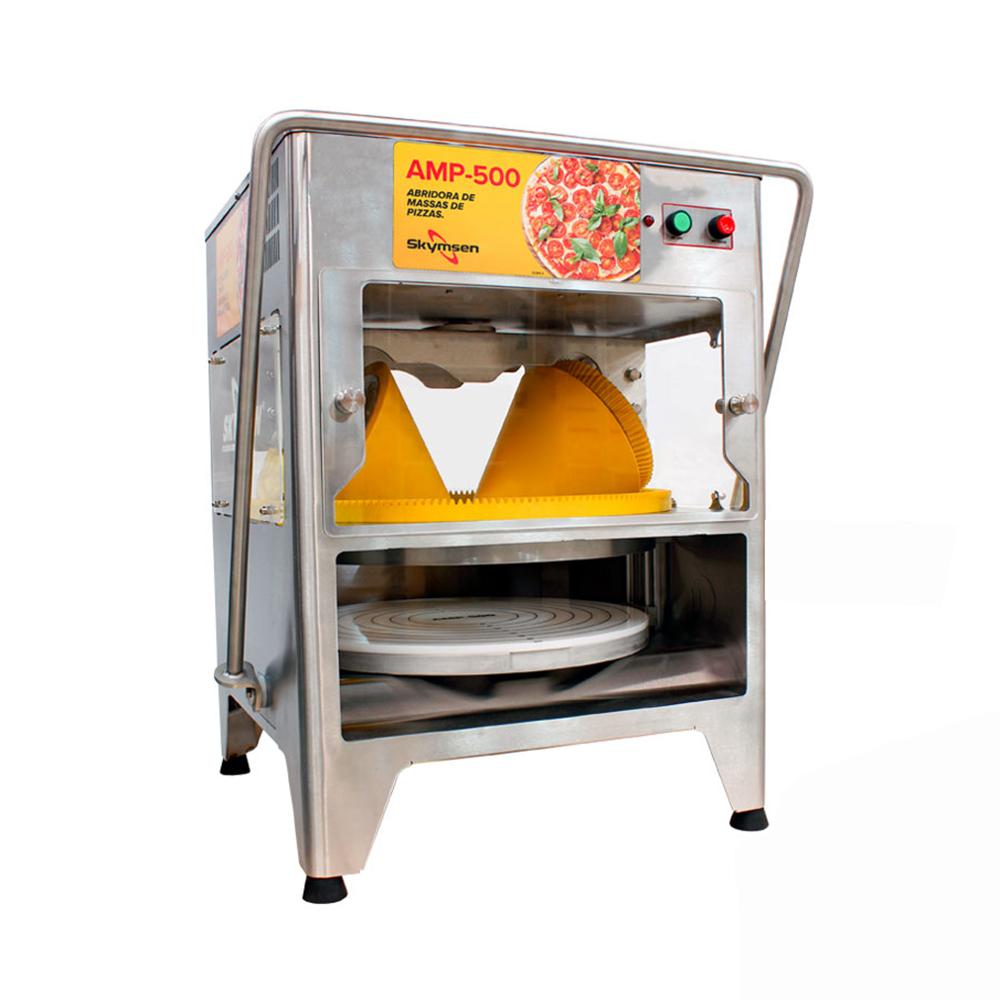 Abridora de Massa de Pizza Profissional Automática Pizzarias Amp-500 220v Skymsen + Pá Para Pizza