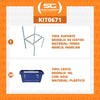 Kit - Suporte Para Cestos de Compras Simples + 30 Cestos D100 Azul