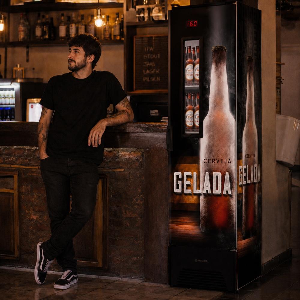 KIT Cervejeira Expositora Porta Sólida 287L VN28FP Optima Gelada 127V Metalfrio Com Chopeira 3,5L