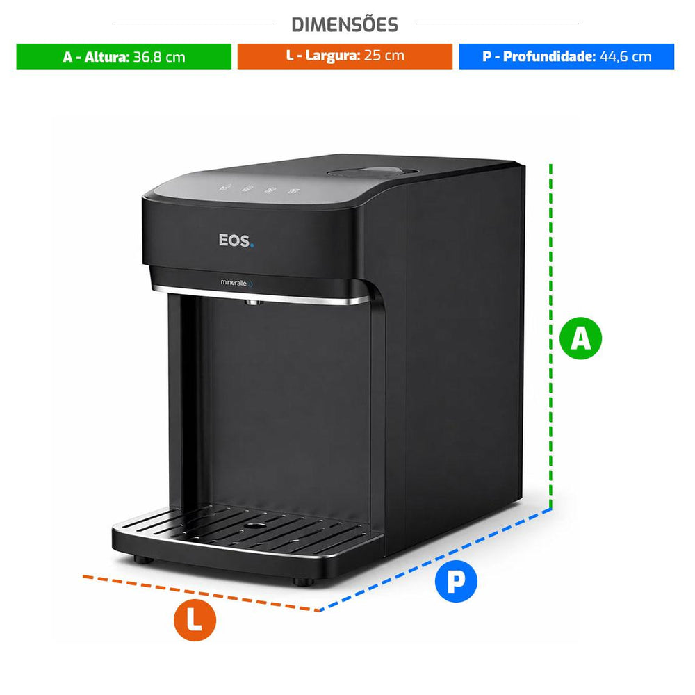Bebedouro Purificador de Água Mineralle Digital Touch Compressor Preto EPC08P 127v - EOS B209326
