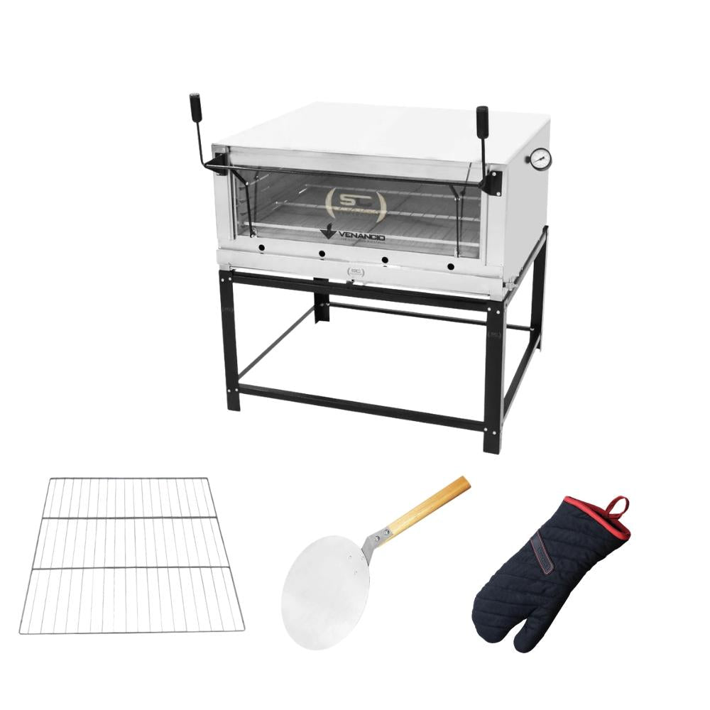 Forno Gás Industrial Pedra Roma Inox Firi110 + 1 Grade Extra + Luva Térmica + pá Pizza - Venâncio