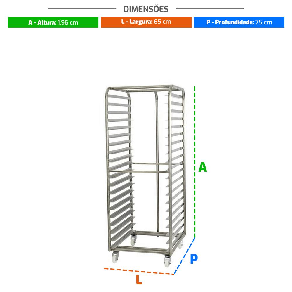 Estante Aberta Esqueleto 58x70 Total 20 Níveis Inox 304 Com Rodízios - Imeca 214