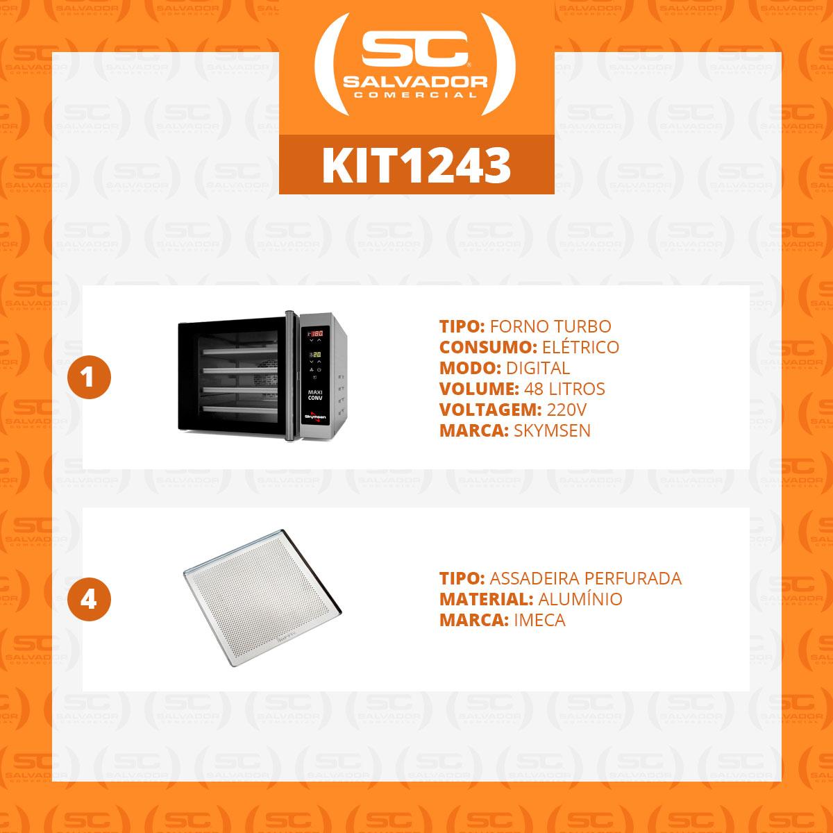 Forno Turbo Elétrico Profissional Com Vapor Maxiconv VP 220V Skymsen + 4 Assadeiras Perfuradas 35x35