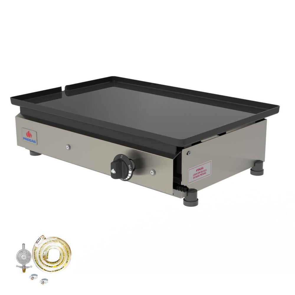 Kit - Chapa Lanche Bifeteira a Gás Profissional Inox 45cm PR-450G + Kit Gás - Progás