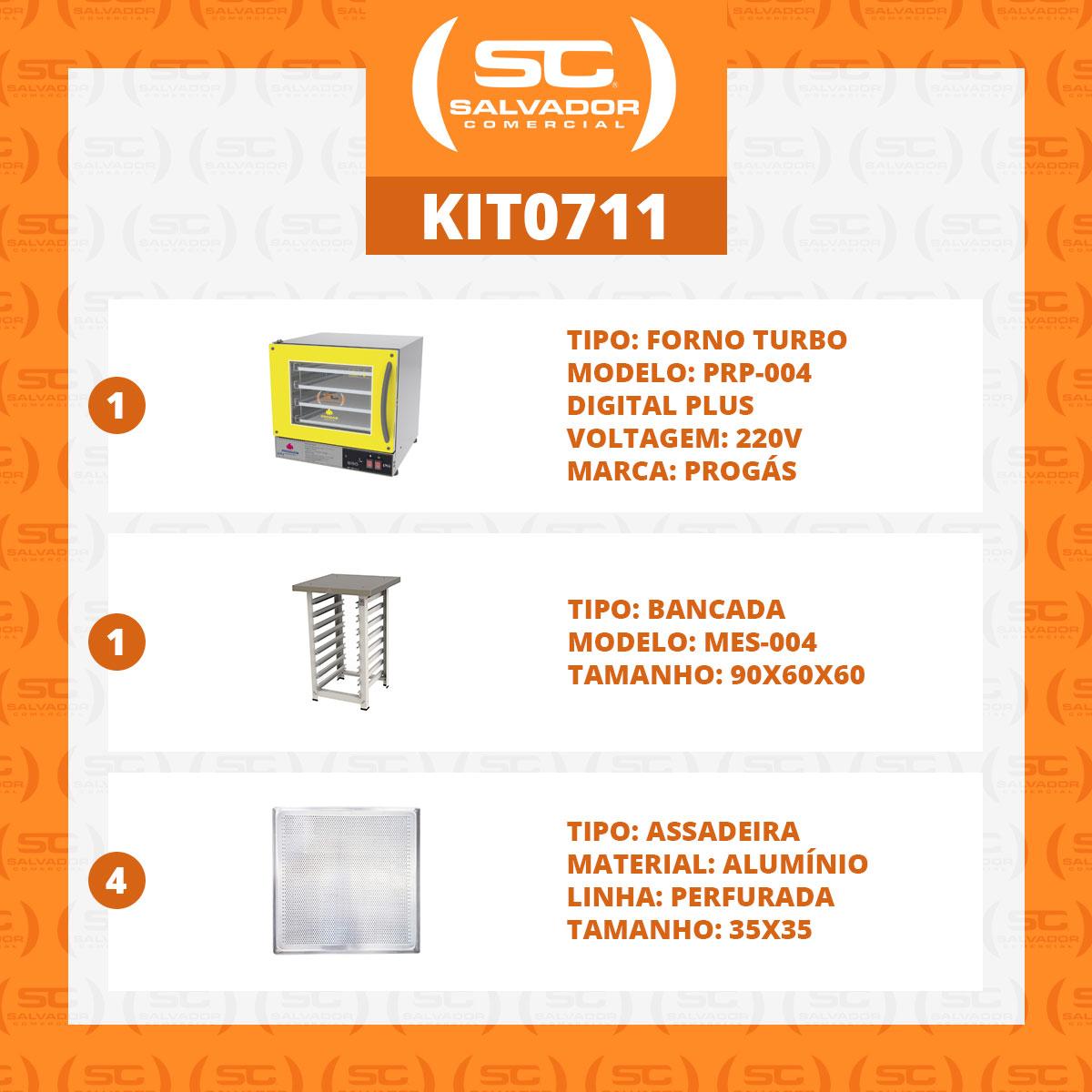 Kit - Forno Turbo Prp-004 Plus Digital 220v Amarelo + Bancada Mes-004 + 4 Assadeiras - Progás