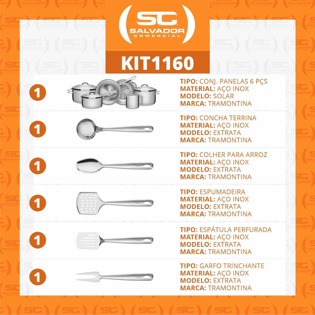 Kit Cozinha Solar Aço Inox Fundo Triplo 11 Peças Com Utensílios - Tramontina