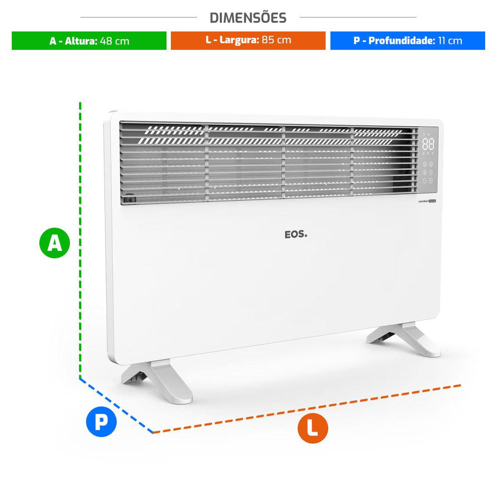 Aquecedor Elétrico Digital 1500w Comfort Heat Convecção Piso/parede EAQ04 127v - EOS B204695