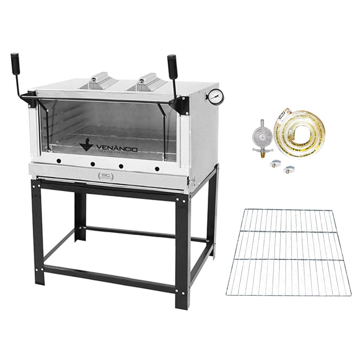 Kit - Forno Gás Industrial Roma Inox Infravermelho Firiv90 + Grade Extra + Kit Gás 2kg