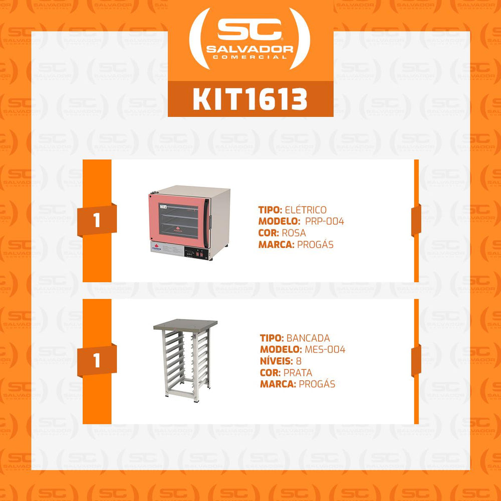 Kit Forno Turbo Elétrico PRP-004 Plus 220V Rosa + Bancada MES-004 - Progás