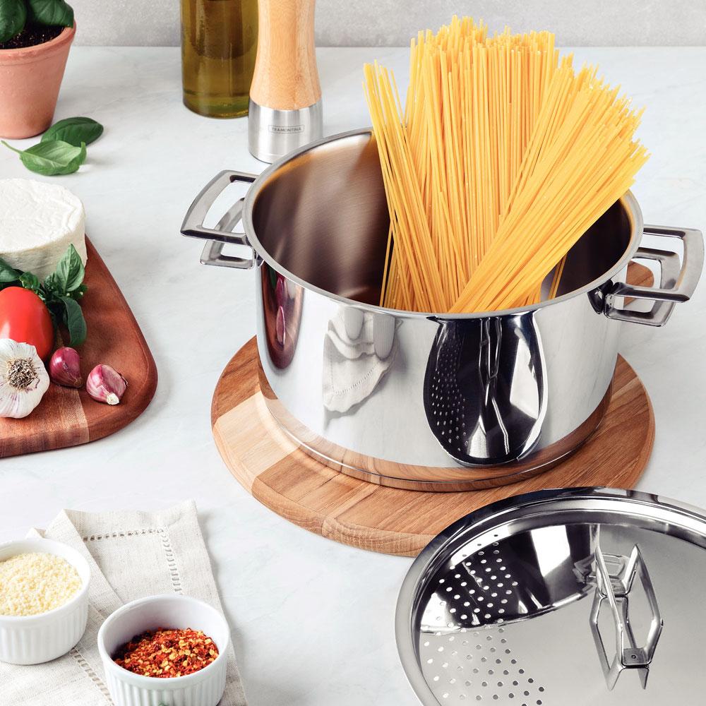 Espagueteira Brava em Aço Inox Fundo Triplo Tampa Perfurada 24 cm 6,1 l - Tramontina 62417240