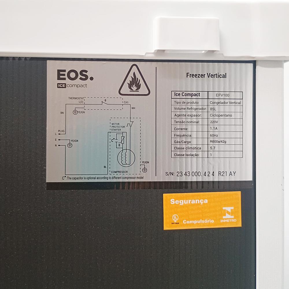 Semi - Freezer Congelador Vertical Eco Gelo Compacto -18 ºc 85l Efv100 220v - Eos