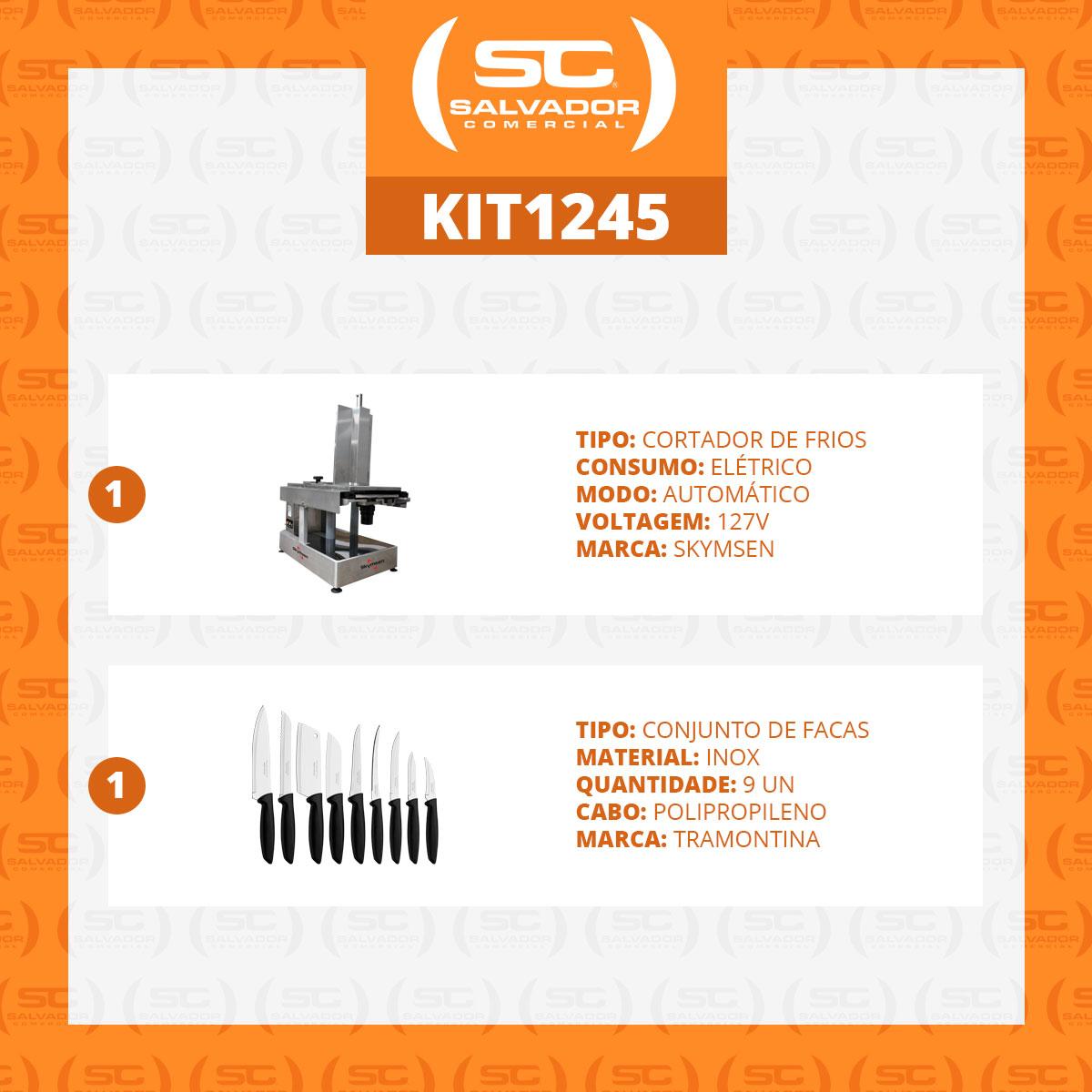 Cortador de Frios Automático Profissional Padarias 260mm FFA 127V Skymsen + Jogo de Facas 9 Peças