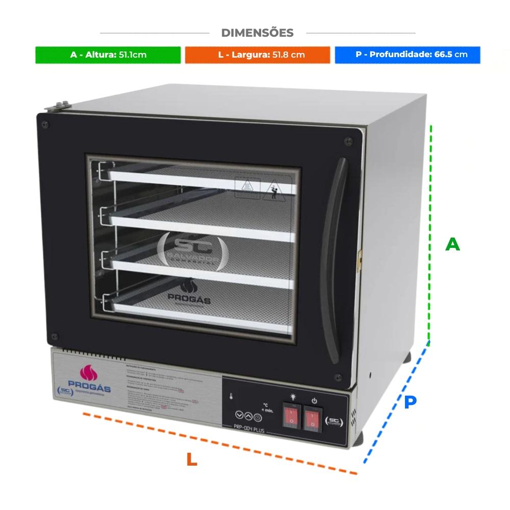 Kit Forno Turbo Elétrico Profissional Digital Prp-004 Plus 220v Preto + 4 Grades - Progás
