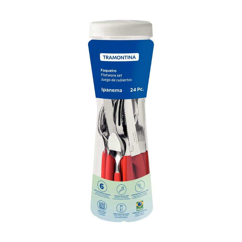 Conjunto Faqueiro 24 Peças Ipanema Lâmina Inox Cabo Vermelho - Tramontina 23399791